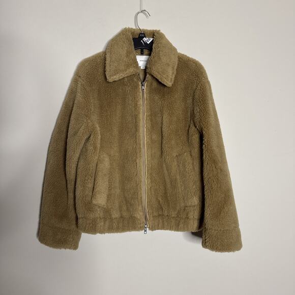 Vince Coat Womens Small Sandshell Faux Shearling Fur Bomber Jacket - Picture 1 of 15